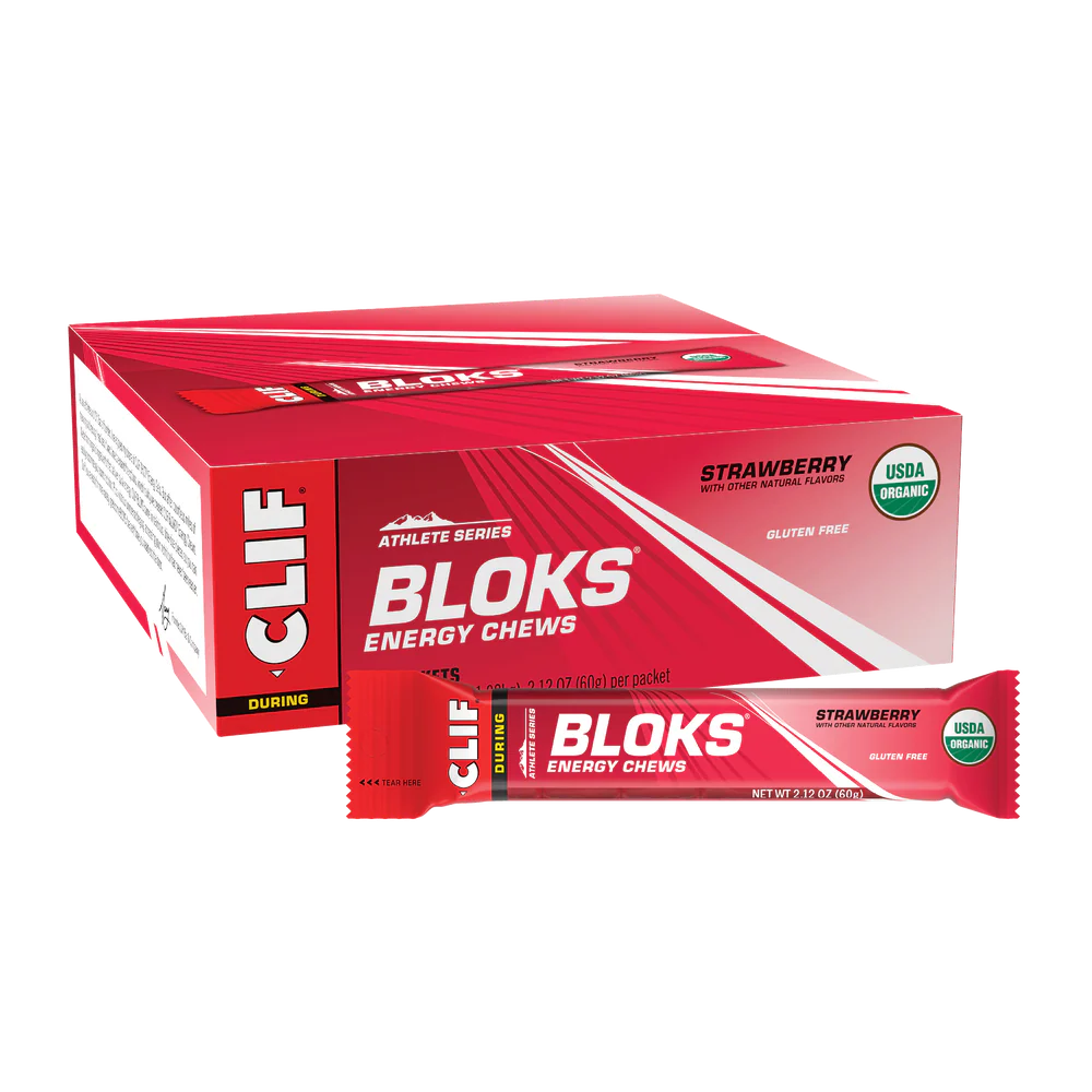 Clif Bloks Energy Chews – Strawberry Flavor / Box of 18 chews