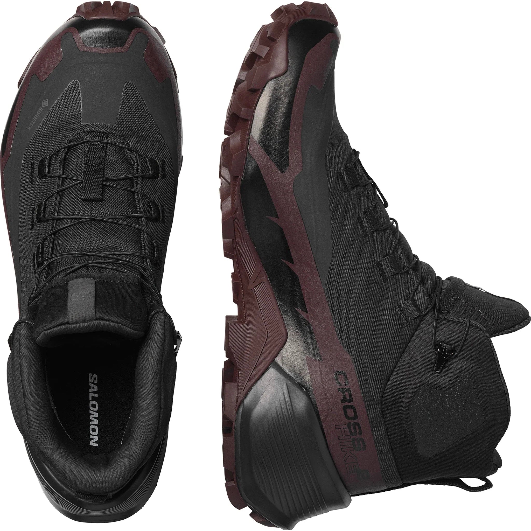 Women's Salomon Cross Hike 2 Mid GORE-TEX Hiking Boots Black/Chocolate Plum-SOULIER, shoes-33-OFF