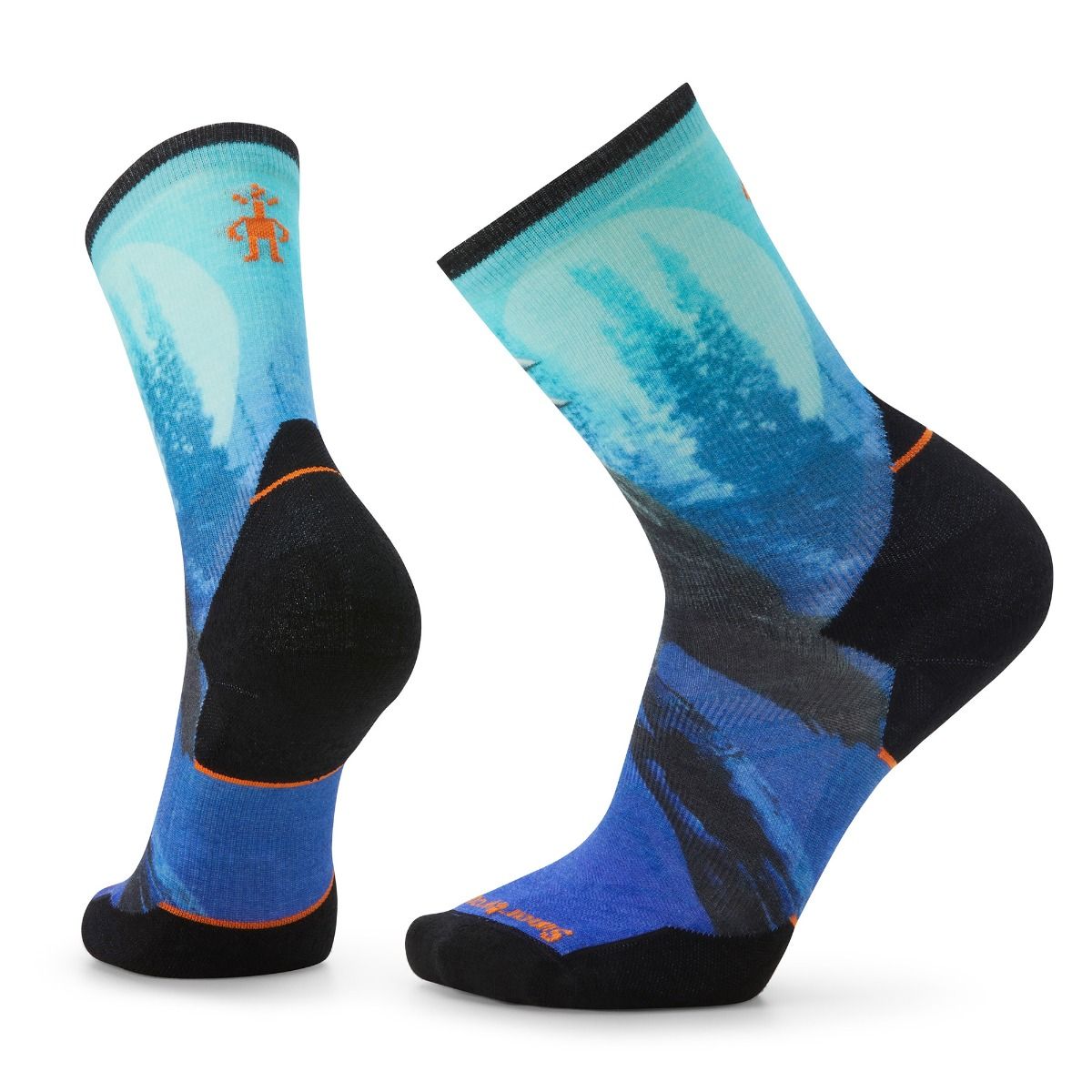 Men's Smartwool Athlete Edition Run Raven Print Crew Socks alpine blue-Accessories-33-OFF